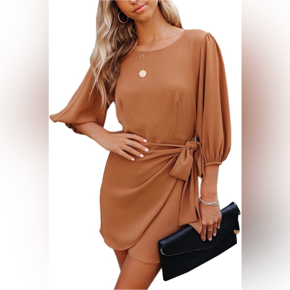VICI Brown chiffon wrap dress - S